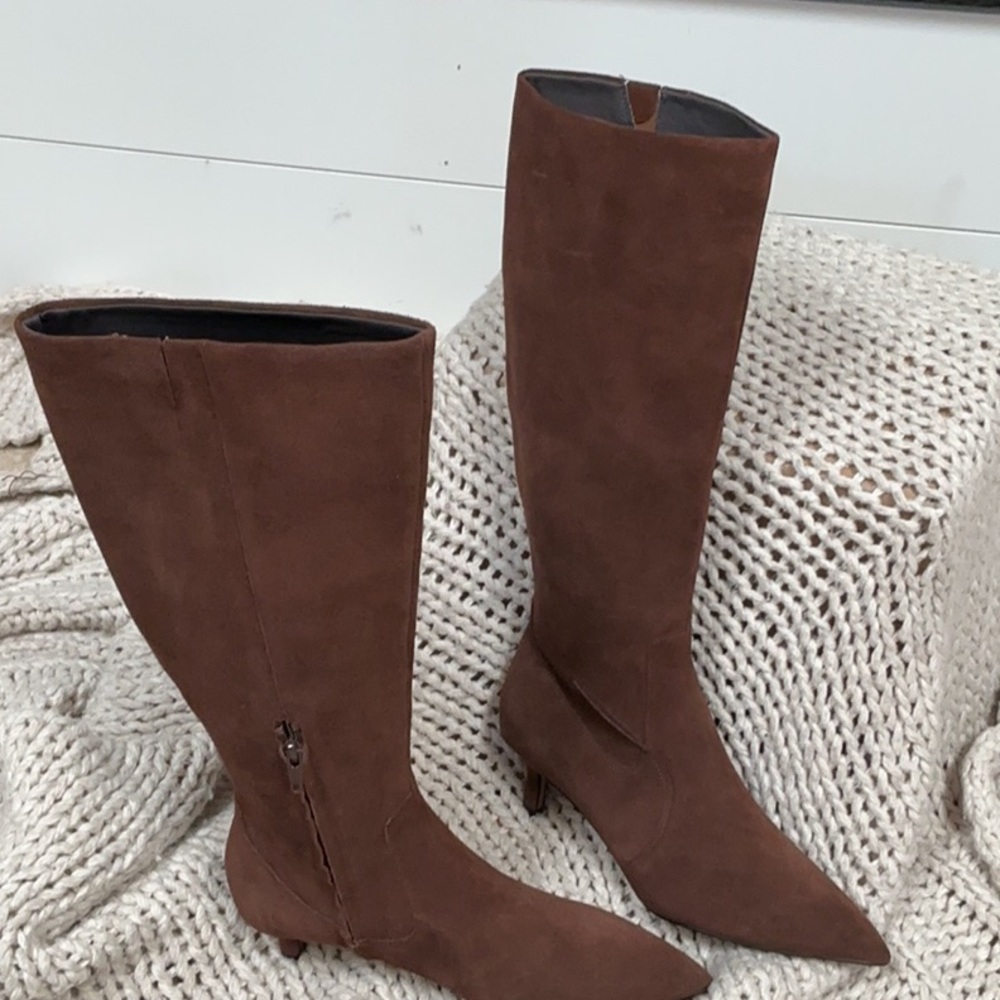 Franco Sarto Brown Heeled Boots Classic Suede